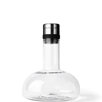 MENU Wine Breather for Red Wine, High-End Quality Glass Decanter, Original Scandinavian Designer Carafe with Built In Functional Aeator, Wine Accessory for Serving and Decanting (Clear-Silver)
