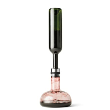 MENU Wine Breather for Red Wine, High-End Quality Glass Decanter, Original Scandinavian Designer Carafe with Built In Functional Aeator, Wine Accessory for Serving and Decanting (Clear-Silver)