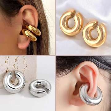 Gold and Silver Non Piercing Ear Cuffs for Stylish Women