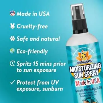 Bodhi Dog Sunscreen | Large 8oz SPF 30+ Moisturizing Pet Sunscreen | Safe for All Breeds of Dogs, Cats and Horses | Natural Skin Protection and Conditioner for Skin, Coat, Nose, and Ears | USA Made