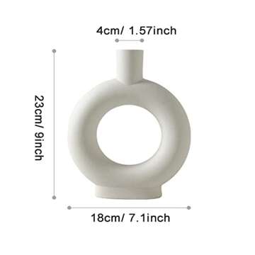 White Minimalism Ceramic Vase, Modern Nordic Geometric Fine Mouth Decorative Vases, Creative Ceramic Flower Pot Art Vase Home Office Decoration Ornaments
