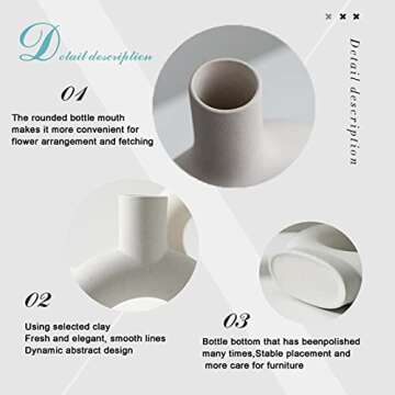 White Minimalism Ceramic Vase, Modern Nordic Geometric Fine Mouth Decorative Vases, Creative Ceramic Flower Pot Art Vase Home Office Decoration Ornaments