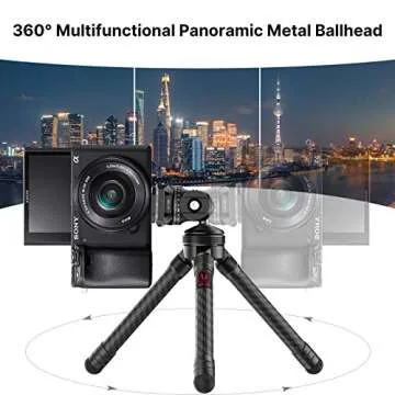 Ulanzi Mini Carbon Fiber Desktop Tripod for Camera w 360° Panoramic Metal Ballhead, Extendable Small Tabletop Tripod Stand Handle Grip for Camera Smartphone Vlogging Live Stream Tiktok