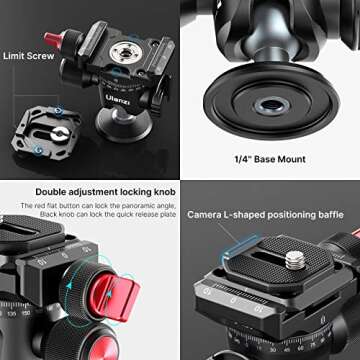 Ulanzi Mini Carbon Fiber Desktop Tripod for Camera w 360° Panoramic Metal Ballhead, Extendable Small Tabletop Tripod Stand Handle Grip for Camera Smartphone Vlogging Live Stream Tiktok