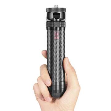 Ulanzi Mini Carbon Fiber Desktop Tripod for Camera w 360° Panoramic Metal Ballhead, Extendable Small Tabletop Tripod Stand Handle Grip for Camera Smartphone Vlogging Live Stream Tiktok