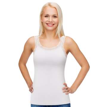 Lasnten 4 Pieces Lace Camisole Tank Tops for Women Ribbed Cami Top Lacework Undershirt Patchwork Tan...