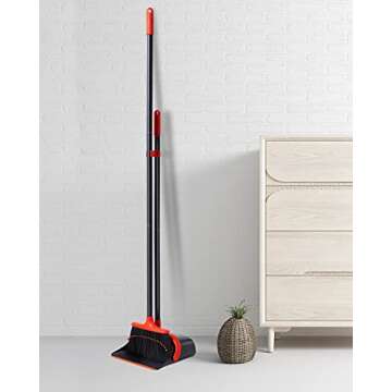 Broom and Dustpan, Broom and Dustpan Set for Home, Long Handle Broom with Dustpan, Broom and Dustpan...