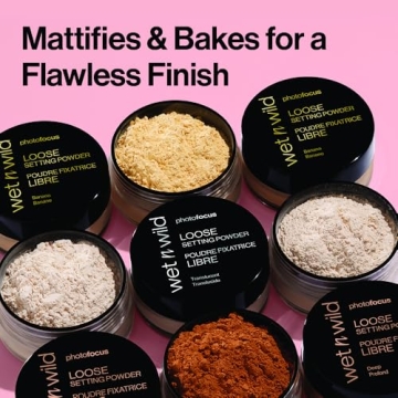 wet n wild Photo Focus Loose Baking Setting Powder, Highlighter Makeup, Fair to Medium & Tan Skin Tones, Translucent