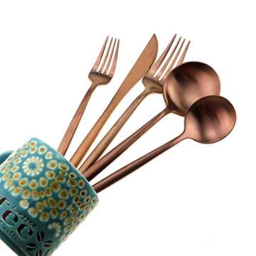 Gugrida 20-Piece 18/10 Stainless Steel Flatware Silverware, Luxury Dinnerware Set Travel Cutlery Tab...