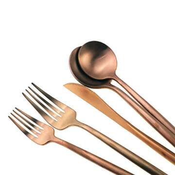 Gugrida 20-Piece 18/10 Stainless Steel Flatware Silverware, Luxury Dinnerware Set Travel Cutlery Tableware Include Knife Fork Spoon Service for 4,Healthy & Eco-Friendly Dishwasher Safe (Rose Gold)