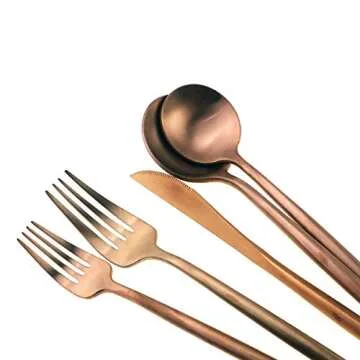 Gugrida 20-Piece 18/10 Stainless Steel Flatware Silverware, Luxury Dinnerware Set Travel Cutlery Tableware Include Knife Fork Spoon Service for 4,Healthy & Eco-Friendly Dishwasher Safe (Rose Gold)