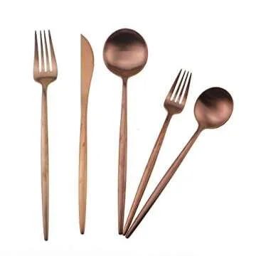 Gugrida 20-Piece 18/10 Stainless Steel Flatware Silverware, Luxury Dinnerware Set Travel Cutlery Tableware Include Knife Fork Spoon Service for 4,Healthy & Eco-Friendly Dishwasher Safe (Rose Gold)