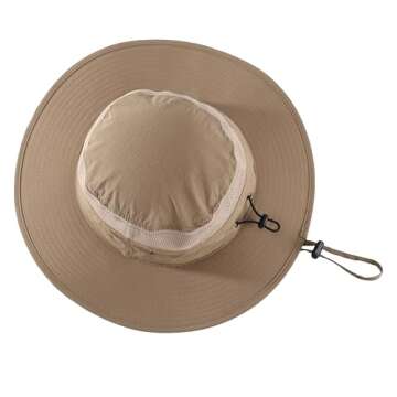 Home Prefer UPF50+ Mens Sun Hat Wide Brim Sun Protection Hat for Men Women Summer Hat Light Weight Breathable Beach Bucket Hat for Garden Fishing Hiking Camping Dark Khaki