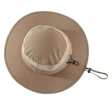 Home Prefer UPF50+ Mens Sun Hat Wide Brim Sun Protection Hat for Men Women Summer Hat Light Weight Breathable Beach Bucket Hat for Garden Fishing Hiking Camping Dark Khaki