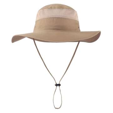 Home Prefer UPF50+ Mens Sun Hat Wide Brim Sun Protection Hat for Men Women Summer Hat Light Weight Breathable Beach Bucket Hat for Garden Fishing Hiking Camping Dark Khaki
