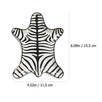 Beavorty Ceramic Jewelry Tray Zebra Gold Ceramic Trinket Plate Lipstick Plate Decorative Jewelry Dish for Rings Earrings Necklace