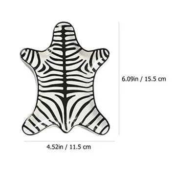 Beavorty Ceramic Jewelry Tray Zebra Gold Ceramic Trinket Plate Lipstick Plate Decorative Jewelry Dish for Rings Earrings Necklace