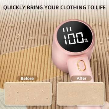 Fabric Shaver, Lint Remover Rechargeable, Electric Portable Sweater Defuzzer with 3 Speeds, 6 Leaf B...