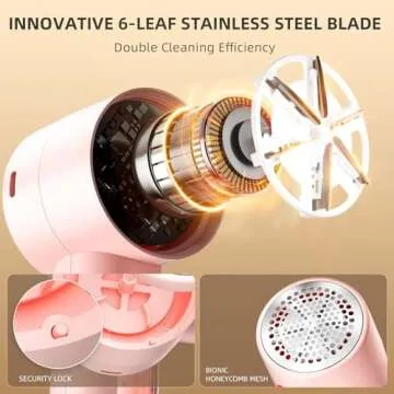 Fabric Shaver, Lint Remover Rechargeable, Electric Portable Sweater Defuzzer with 3 Speeds, 6 Leaf Blades, Digital LED Display to Remove Pilling for Clothes, Furniture, Sweater, Couch, Blanket