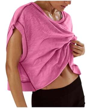 Lenago Workout Tops for Women Open Back Short Sleeve Shirts Backless Gym Yoga Athletic T-shirt Trendy Running Tee Blouses People Free Dup Es Dupes Sweater Movement Tank Sweatshirt Knock Off