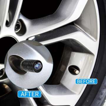 Tire Valve Stem Cap Cover Fit for Subaru Ascent BRZ Crosstrek Forester Impreza Legacy Outback WRX STI XV Belt O-Ring Seal Corrosion Resistant Tire Valve Caps Car Accessories 4 Pc （Black）