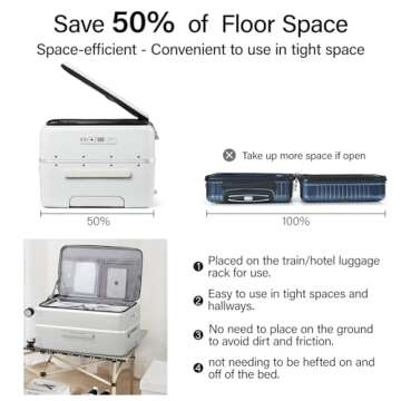 Hanke 24 Inch Checked Luggage,Top Opening Hard Shell Suitcases with Wheels,Hard Case Travel Luggage with TSA Lock and Cup Holder,Smoke White