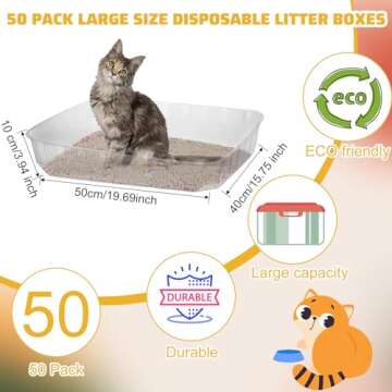 Zubebe 50 Pack Disposable Cat Litter Box for Cats, Large Disposable Kitty Litter Tray Boxes 19.69 x ...