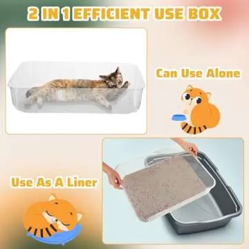 Zubebe 50 Pack Disposable Cat Litter Box for Cats, Large Disposable Kitty Litter Tray Boxes 19.69 x 15.75 x 3.94 Inches Plastic Pets Pan Standard for Indoor Home Travel Portable(Clear)