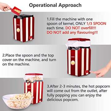 Egofine Popcorn Maker Machine, 1200W Healthy Hot Air Popcorn Popper, No Oil Needed