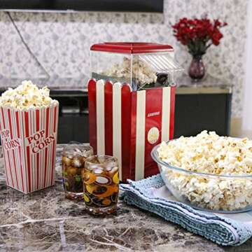 Egofine Popcorn Maker Machine, 1200W Healthy Hot Air Popcorn Popper, No Oil Needed
