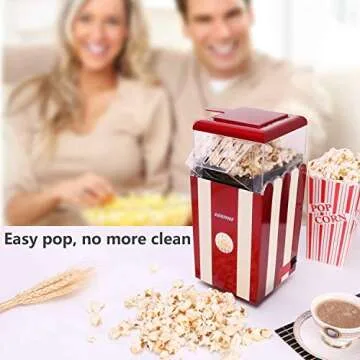 Egofine Popcorn Maker Machine, 1200W Healthy Hot Air Popcorn Popper, No Oil Needed
