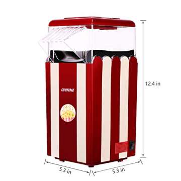 Egofine Popcorn Maker Machine, 1200W Healthy Hot Air Popcorn Popper, No Oil Needed