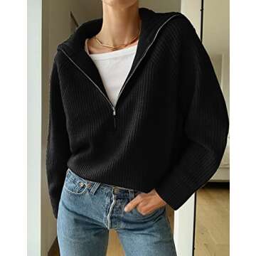 BTFBM Women’s Trendy Casual Half Zip Pullover Sweater