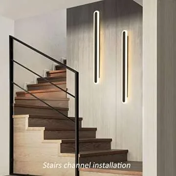 Maxziller 47inch Long Modern 2Pack LED Wall Light,24W Warm White 110V led Wall Mount Lighting Fixture Rectangular Black Wall Lights Elegant Frosted White Acrylic Anti Rust