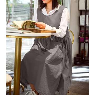 Losofar Vintage Pleated Apron for Plus Size Women