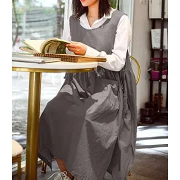 Losofar Vintage Pleated Apron for Plus Size Women