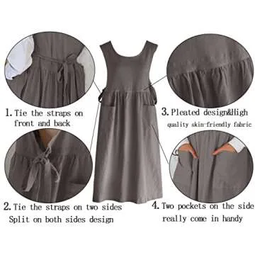 Losofar Vintage Pleated Apron for Plus Size Women