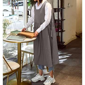 Losofar Vintage Pleated Apron for Plus Size Women