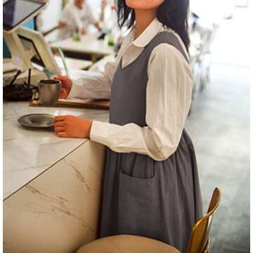 Losofar Vintage Pleated Apron for Plus Size Women