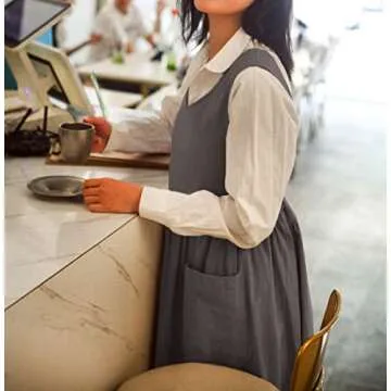 Losofar Vintage Pleated Apron for Plus Size Women