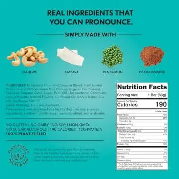 TRUBAR Vegan Protein Bar, Oh Oh Cookie Dough, Gluten Free, Plant Based, High Fiber, Dairy Free, Low Fat, Non GMO, No Sugar Alcohols, 12G Lean Protein, 13G Fiber, Healthy Snack Bars, 12 CT