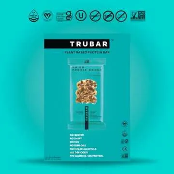 TRUBAR Vegan Protein Bar, Oh Oh Cookie Dough, Gluten Free, Plant Based, High Fiber, Dairy Free, Low Fat, Non GMO, No Sugar Alcohols, 12G Lean Protein, 13G Fiber, Healthy Snack Bars, 12 CT