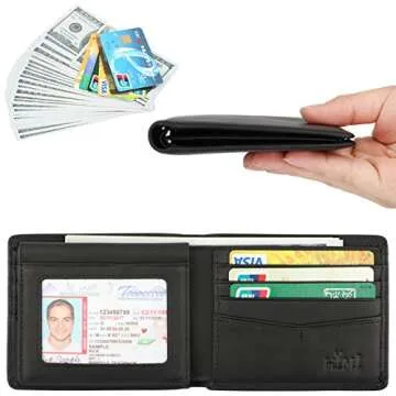 HIMI Wallet for Men - Stylish Genuine Leather RFID Blocking Bifold with 2 ID Windows (Vintage Black)