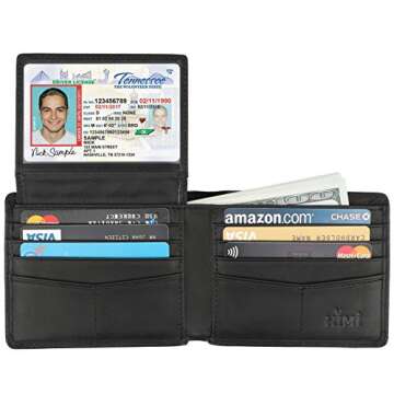 HIMI Genuine Leather RFID Blocking Bifold Wallet for Men