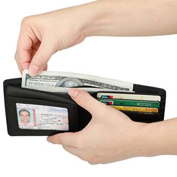 HIMI Genuine Leather RFID Blocking Bifold Wallet for Men