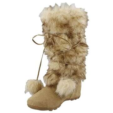 EZGD Blossom Talia-Hi Women Ladies Mukluk Faux Fur Mid Calf Warm Winter Snow Boots
