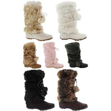 EZGD Blossom Talia-Hi Women Ladies Mukluk Faux Fur Mid Calf Warm Winter Snow Boots