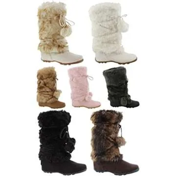 EZGD Blossom Talia-Hi Women Ladies Mukluk Faux Fur Mid Calf Warm Winter Snow Boots