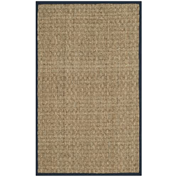 SAFAVIEH Natural Fiber Collection Accent Rug - 2' x 3', Durable Natural & Blue Design for High Traff...