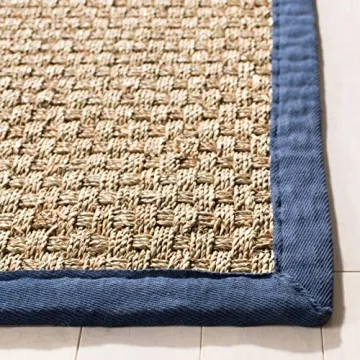 SAFAVIEH Natural Fiber Accent Rug in Natural & Blue - Durable & Stylish